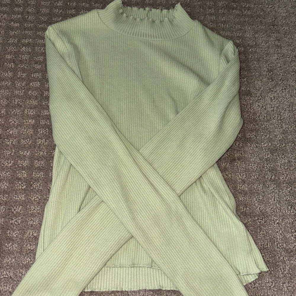 Mint Green Ribbed Sweater